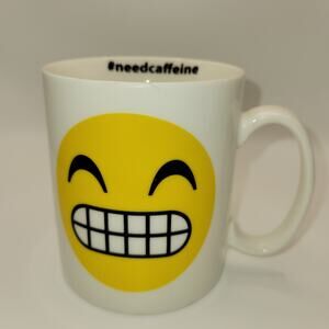 EMOTO Coffee Mug #needcaffine Emoji Cup 2016 New Bone China 15.5 Oz